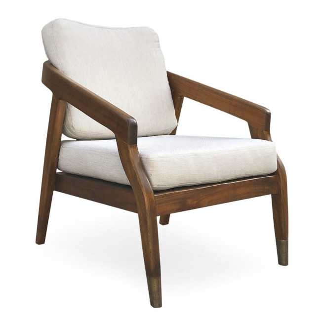 Fauteuil Bois Polyester Marron 68x77x92cm
