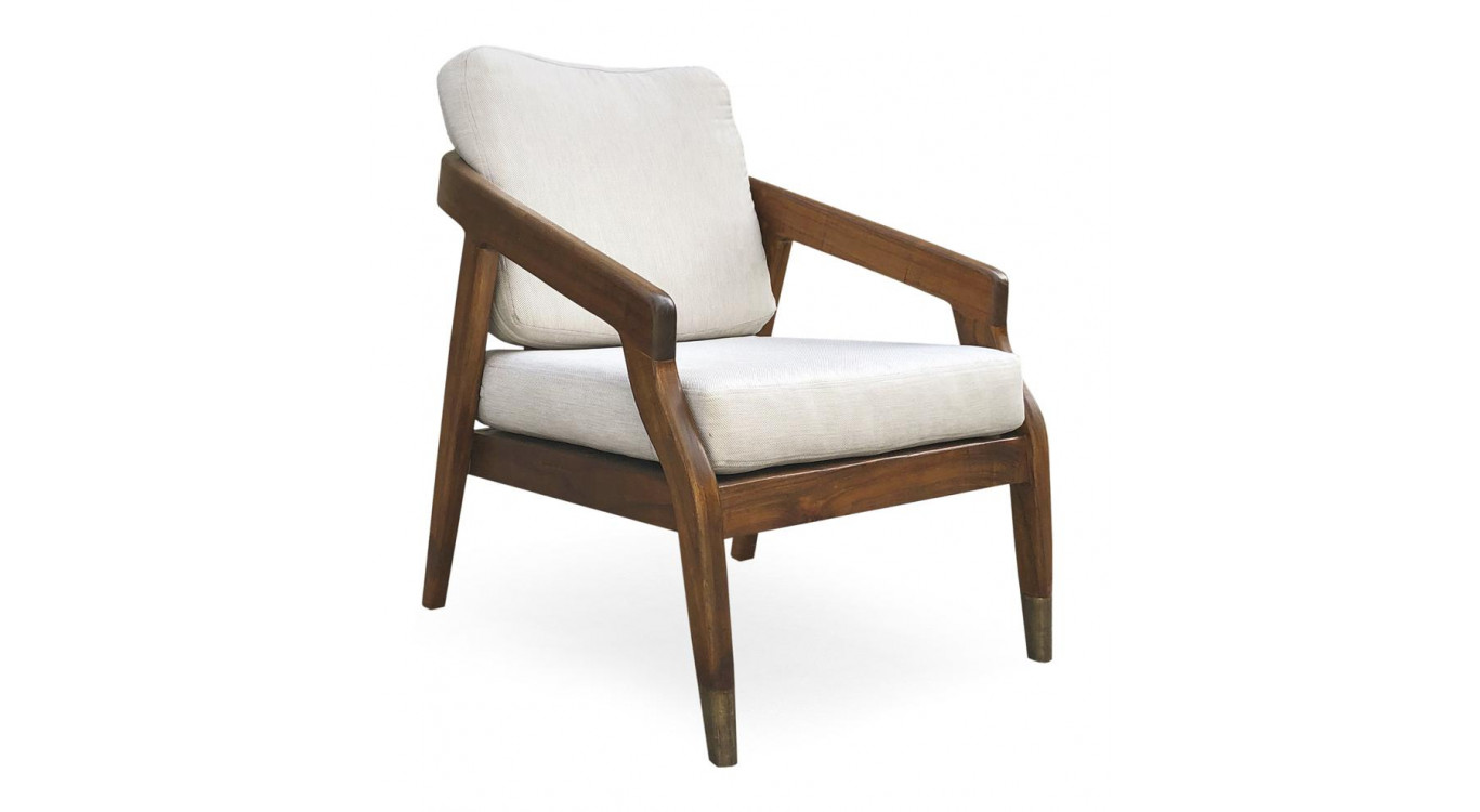 Fauteuil Bois Polyester Marron 68x77x92cm