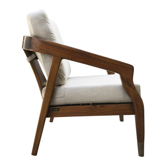 Fauteuil Bois Polyester Marron 68x77x92cm