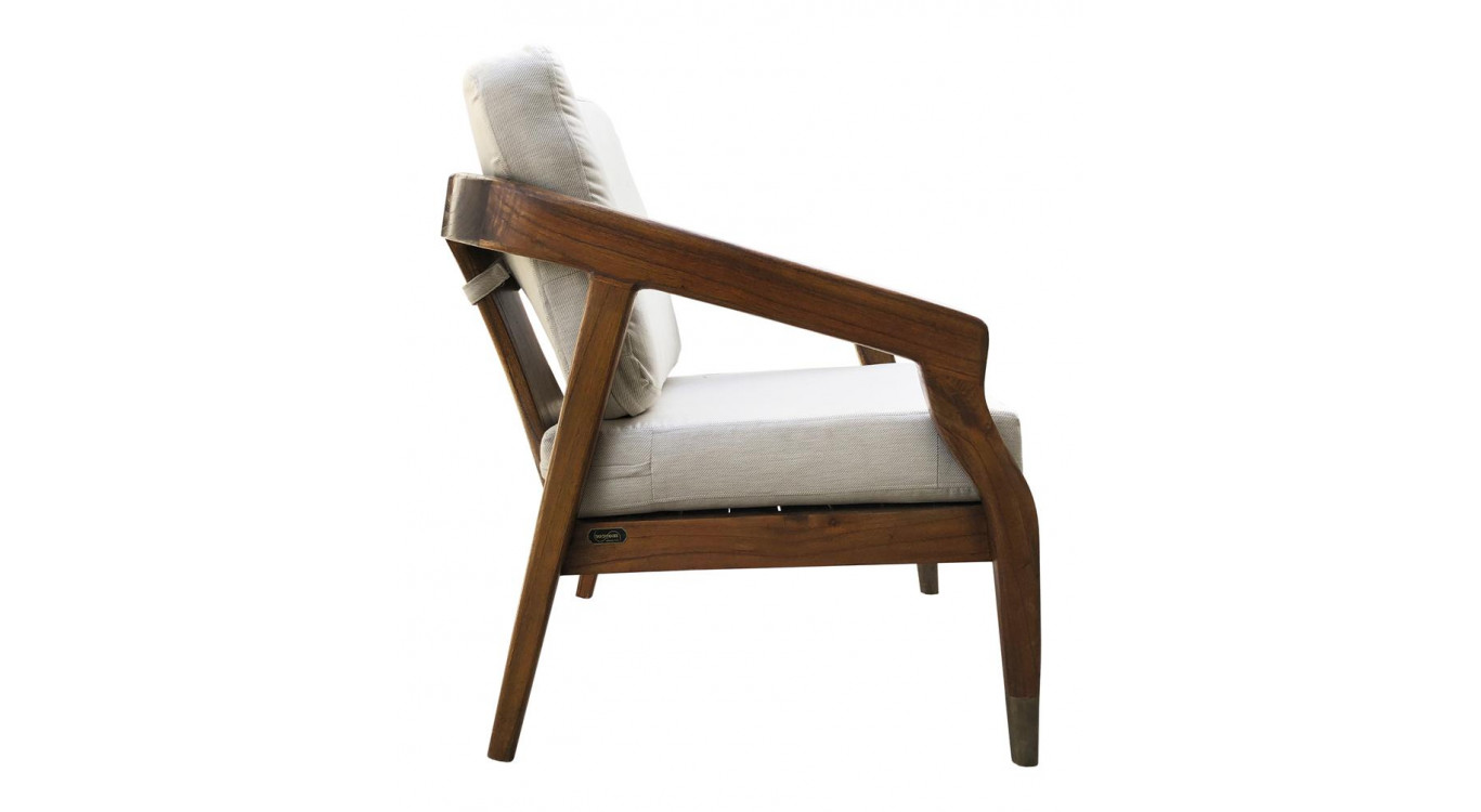 Fauteuil Bois Polyester Marron 68x77x92cm