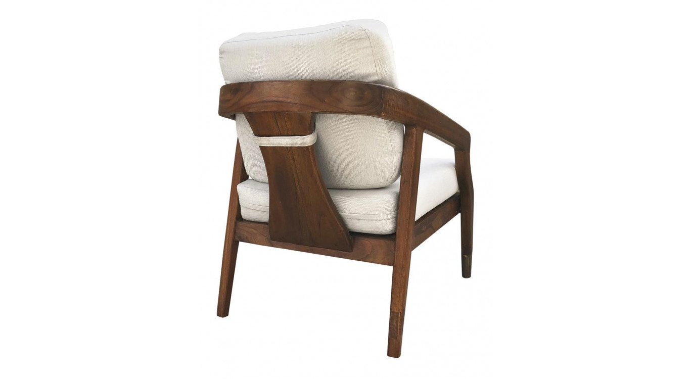 Fauteuil Bois Polyester Marron 68x77x92cm