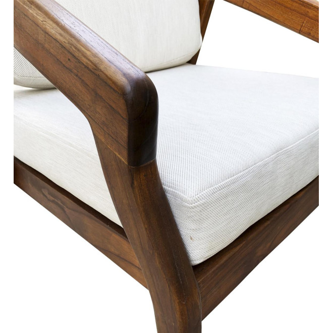 Fauteuil Bois Polyester Marron 68x77x92cm
