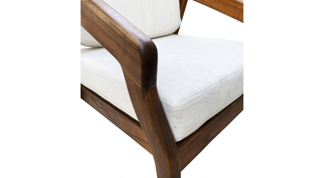 Fauteuil Bois Polyester Marron 68x77x92cm