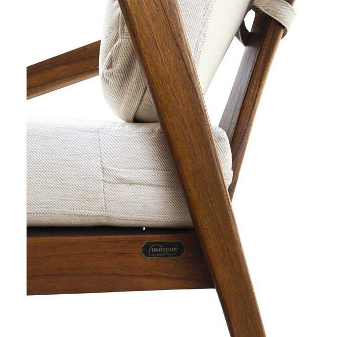 Fauteuil Bois Polyester Marron 68x77x92cm