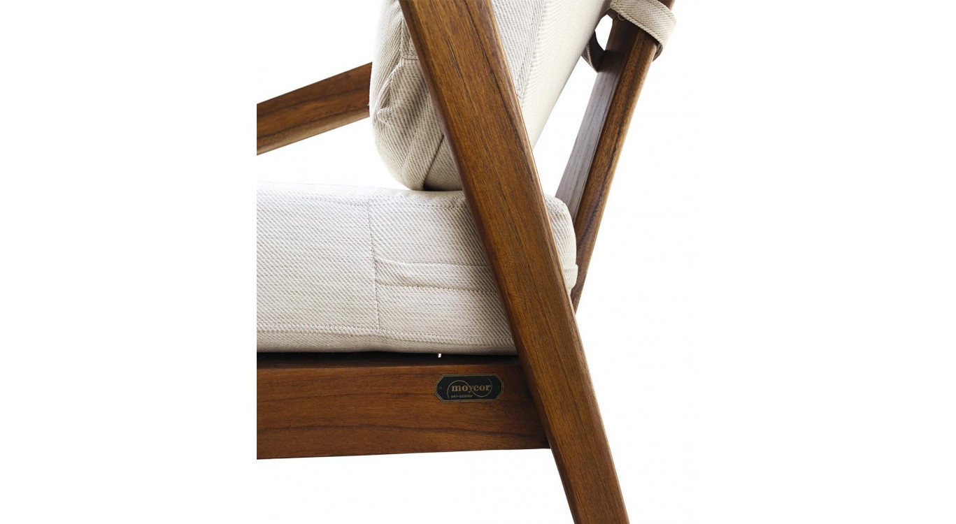 Fauteuil Bois Polyester Marron 68x77x92cm