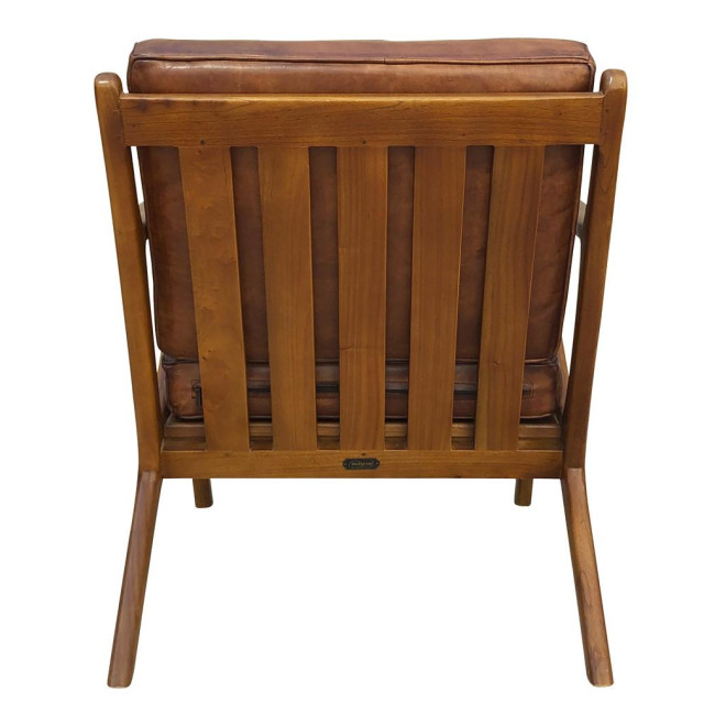 Sessel Holz Leder Braun 65x70x75cm