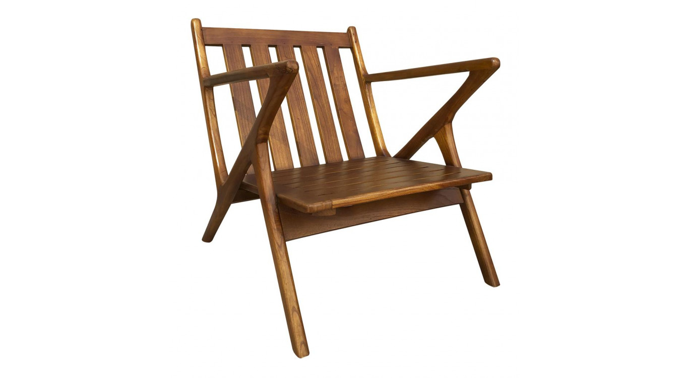 Sessel Holz Leder Braun 65x70x75cm