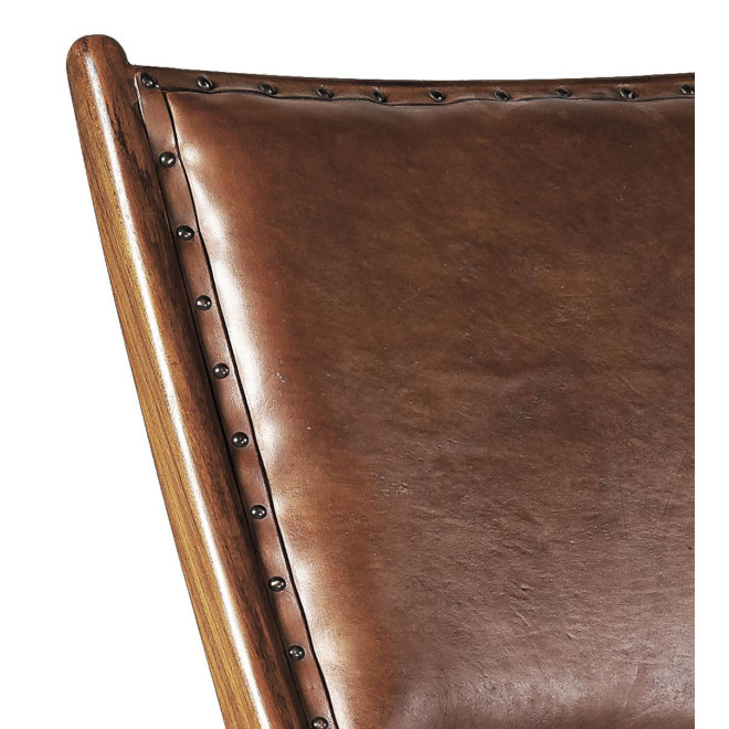Sessel Holz Leder Braun 65x88x75cm