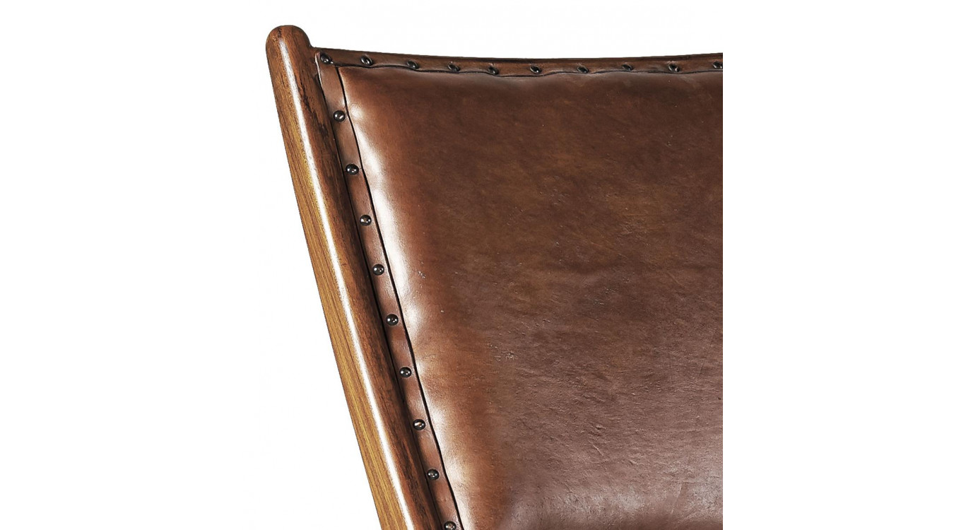 Sessel Holz Leder Braun 65x88x75cm