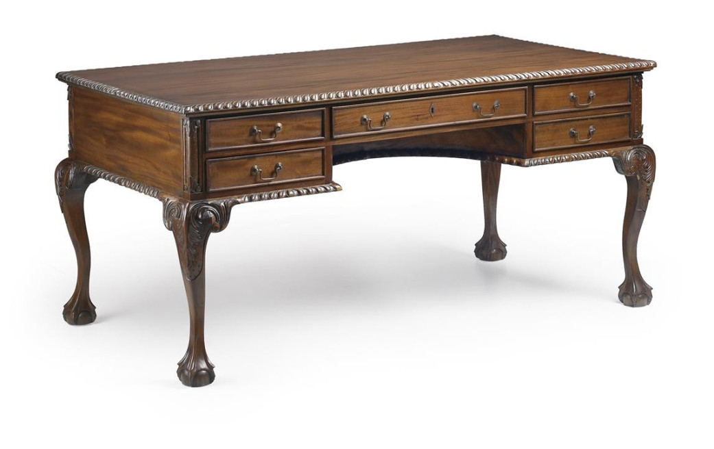 Bureau 5 Tiroirs Bois Bronze Marron 160x80x79cm