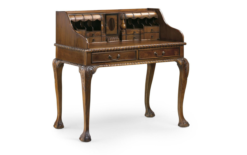 Bureau 10 Tiroirs Bois Bronze Marron 105x65x107cm