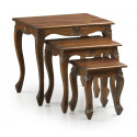 Set De 3 Asientos De Madera Marron 60x45x55cm