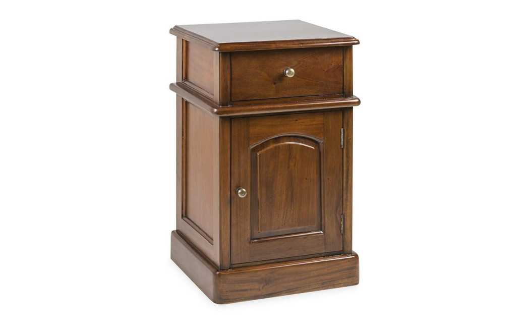 Table De Chevet 1 Tiroir Bois Bronze Marron 40x40x65cm