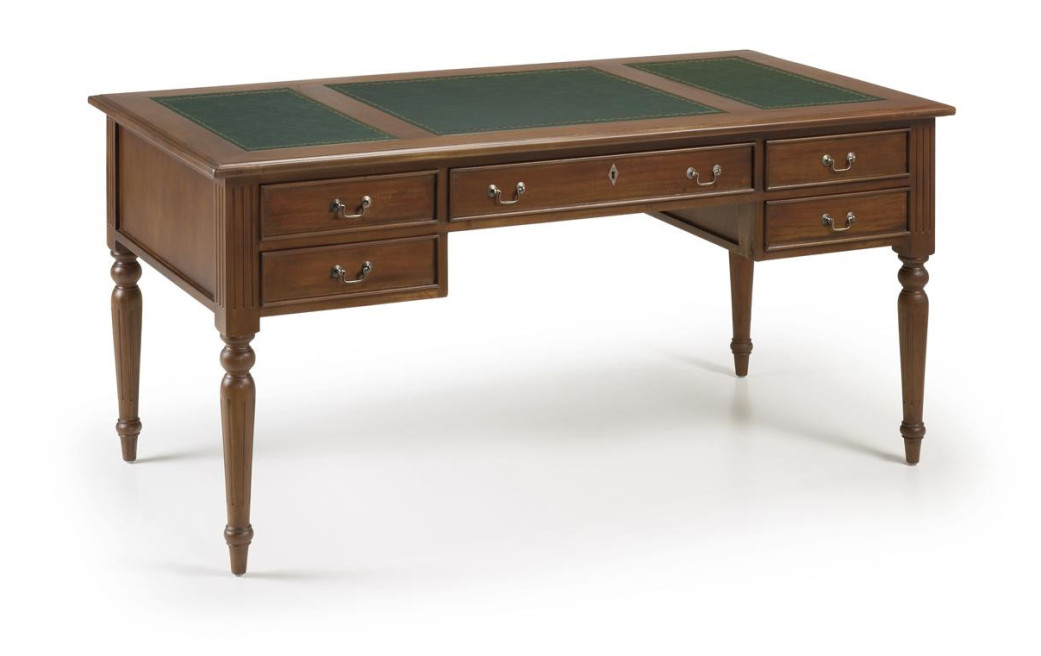 Bureau 5 Tiroirs Bois Bronze Marron 160x80x79cm