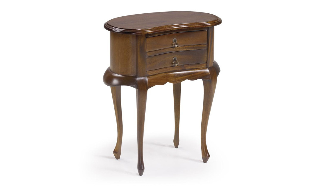 Table De Chevet 2 Tiroirs Bois Bronze Marron 50x30x60cm