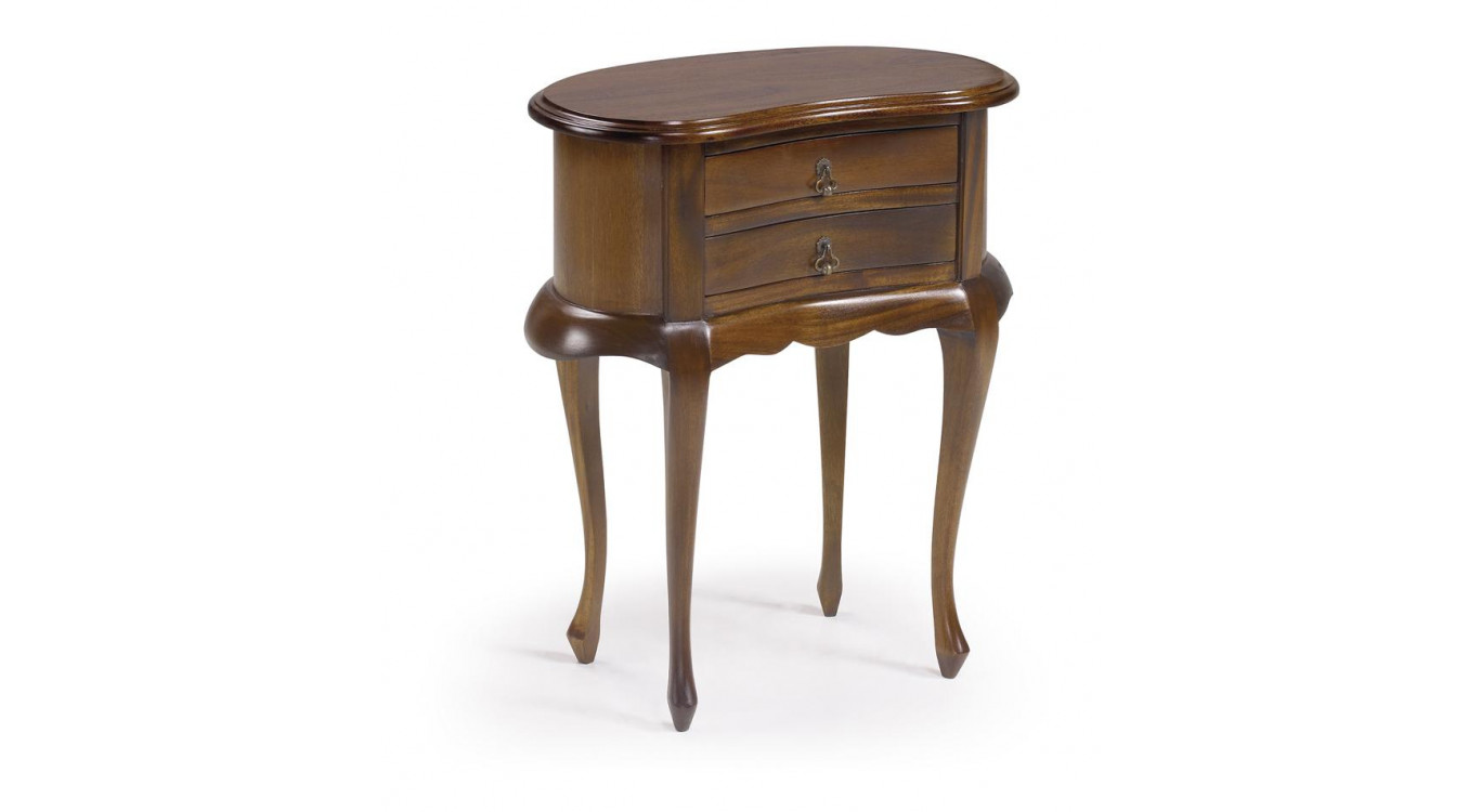 Table De Chevet 2 Tiroirs Bois Bronze Marron 50x30x60cm