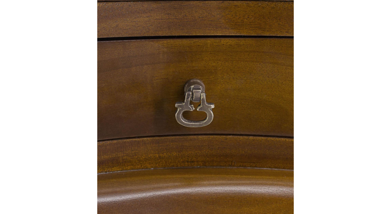 Table De Chevet 2 Tiroirs Bois Bronze Marron 50x30x60cm