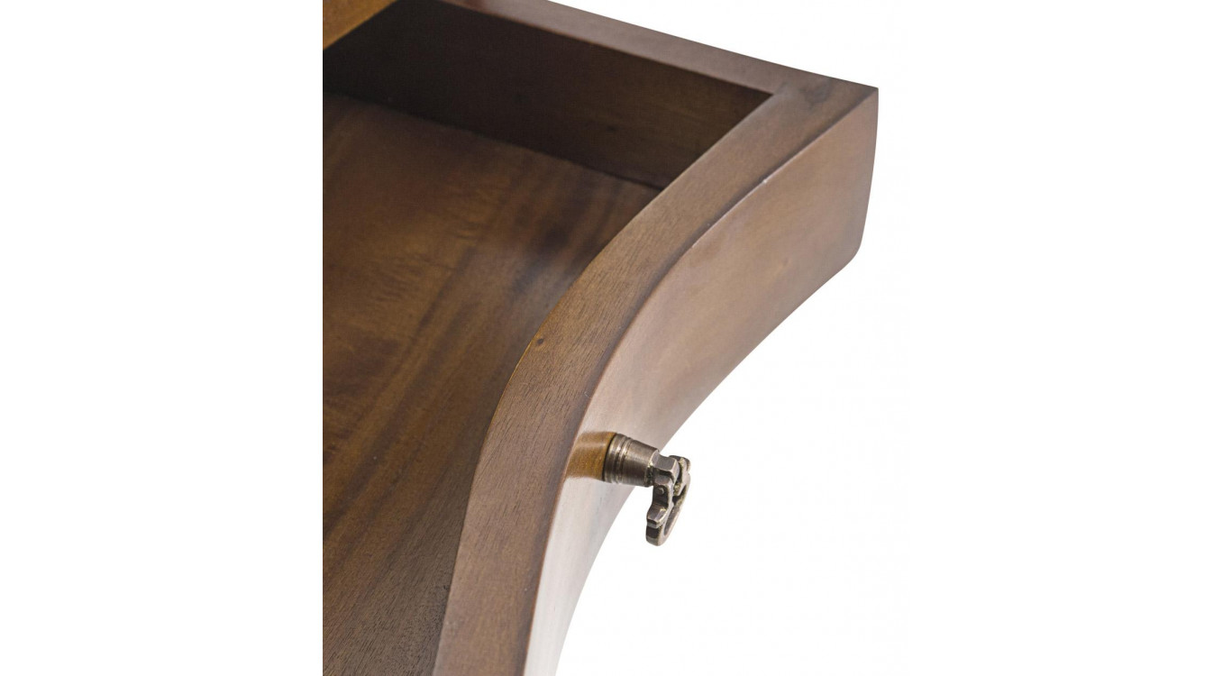 Table De Chevet 2 Tiroirs Bois Bronze Marron 50x30x60cm