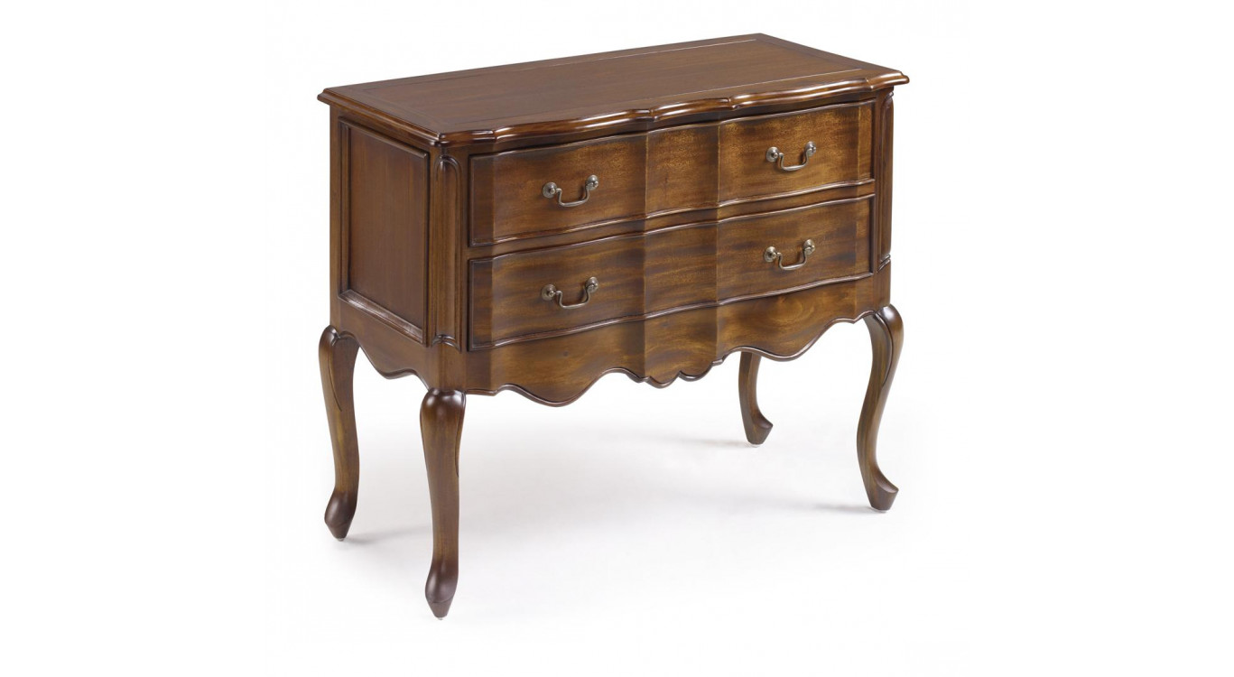 Commode 2 Tiroirs Bois Bronze Marron 90x44x77cm