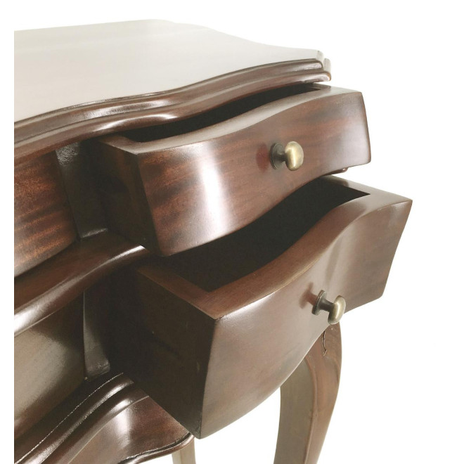 Console 6 Tiroirs Bois Bronze Marron 108x40x78cm