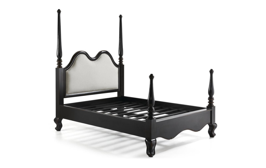 Lit Bois Polyester Noir 215x160x208cm