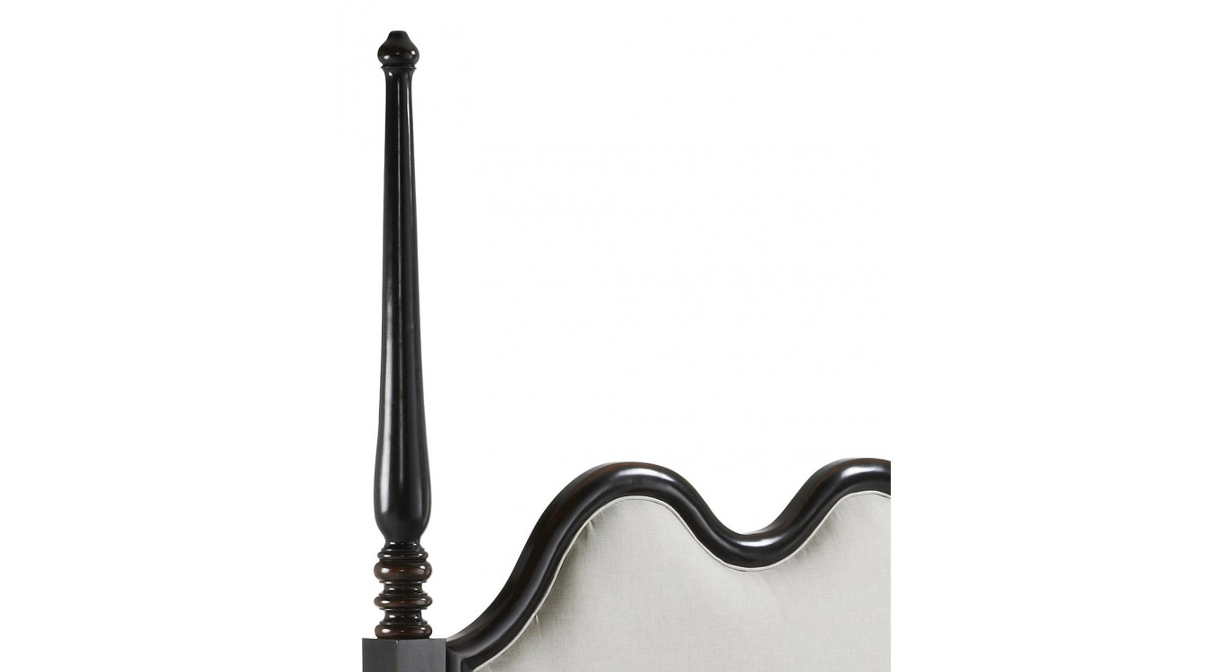 Lit Bois Polyester Noir 215x160x208cm