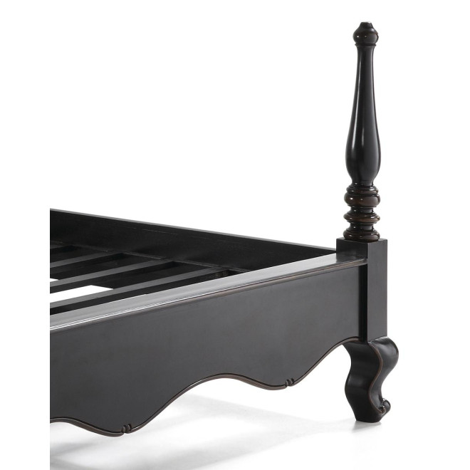 Lit Bois Polyester Noir 215x160x208cm
