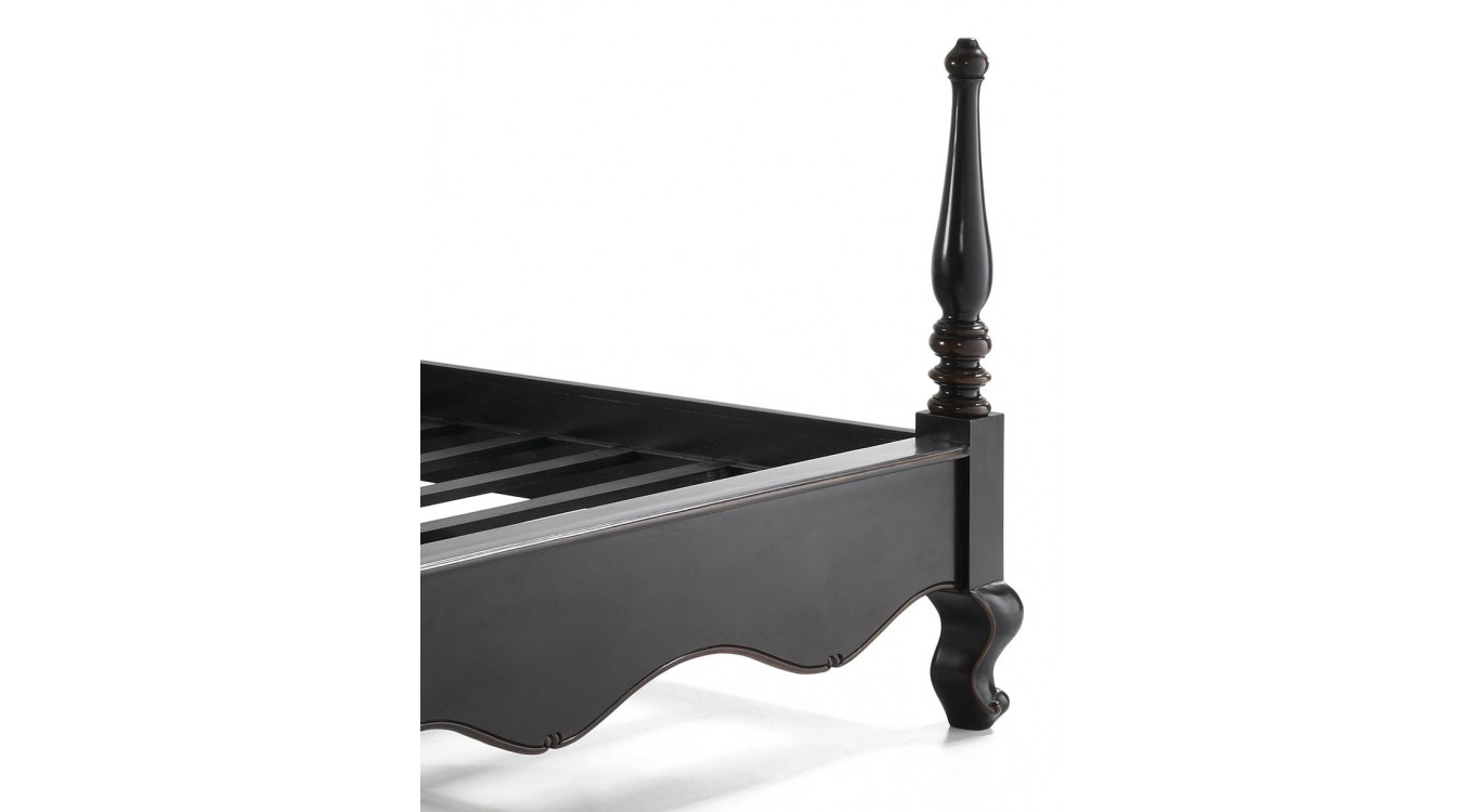 Lit Bois Polyester Noir 215x160x208cm