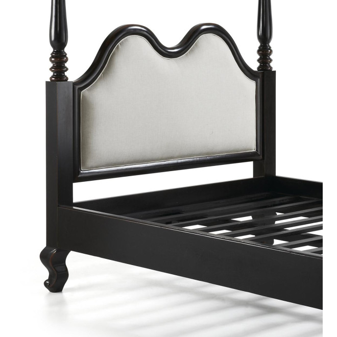 Lit Bois Polyester Noir 215x160x208cm