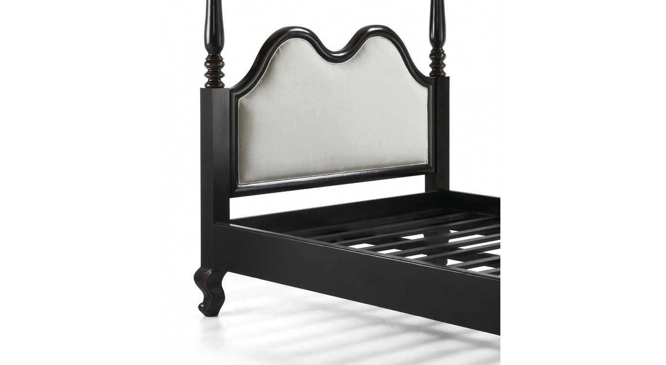 Lit Bois Polyester Noir 215x160x208cm