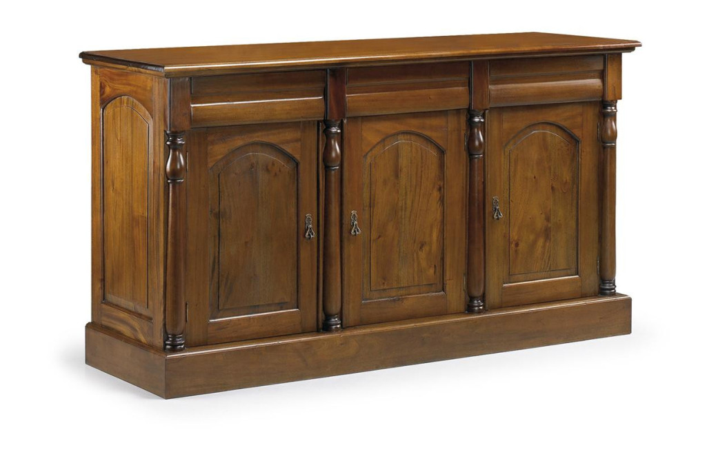 Bahut 3 Tiroirs Bois Bronze Marron 170x50x95cm