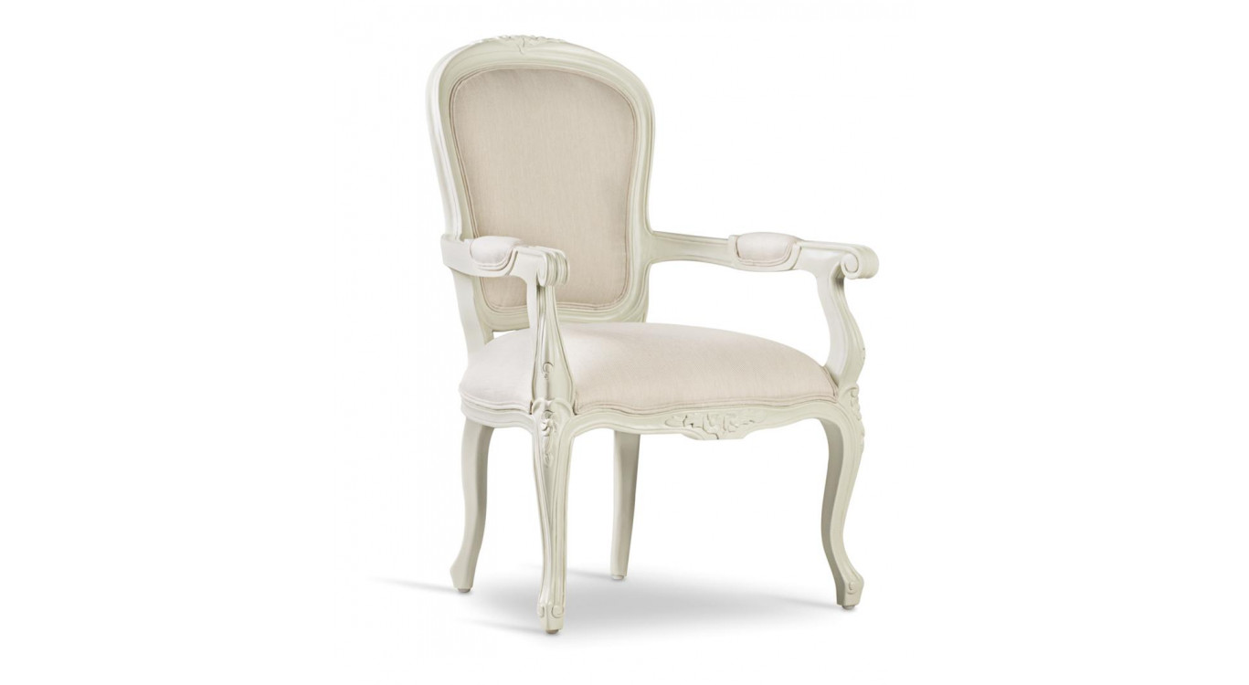 Fauteuil Bois Polyester Blanc 66x60x96cm