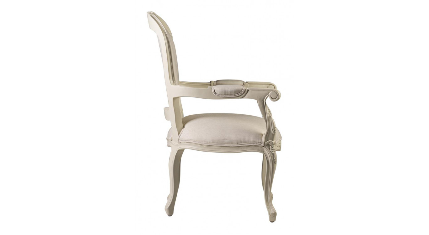 Fauteuil Bois Polyester Blanc 66x60x96cm