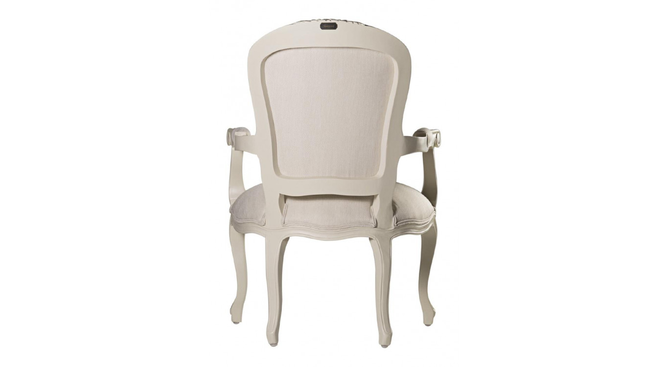 Fauteuil Bois Polyester Blanc 66x60x96cm