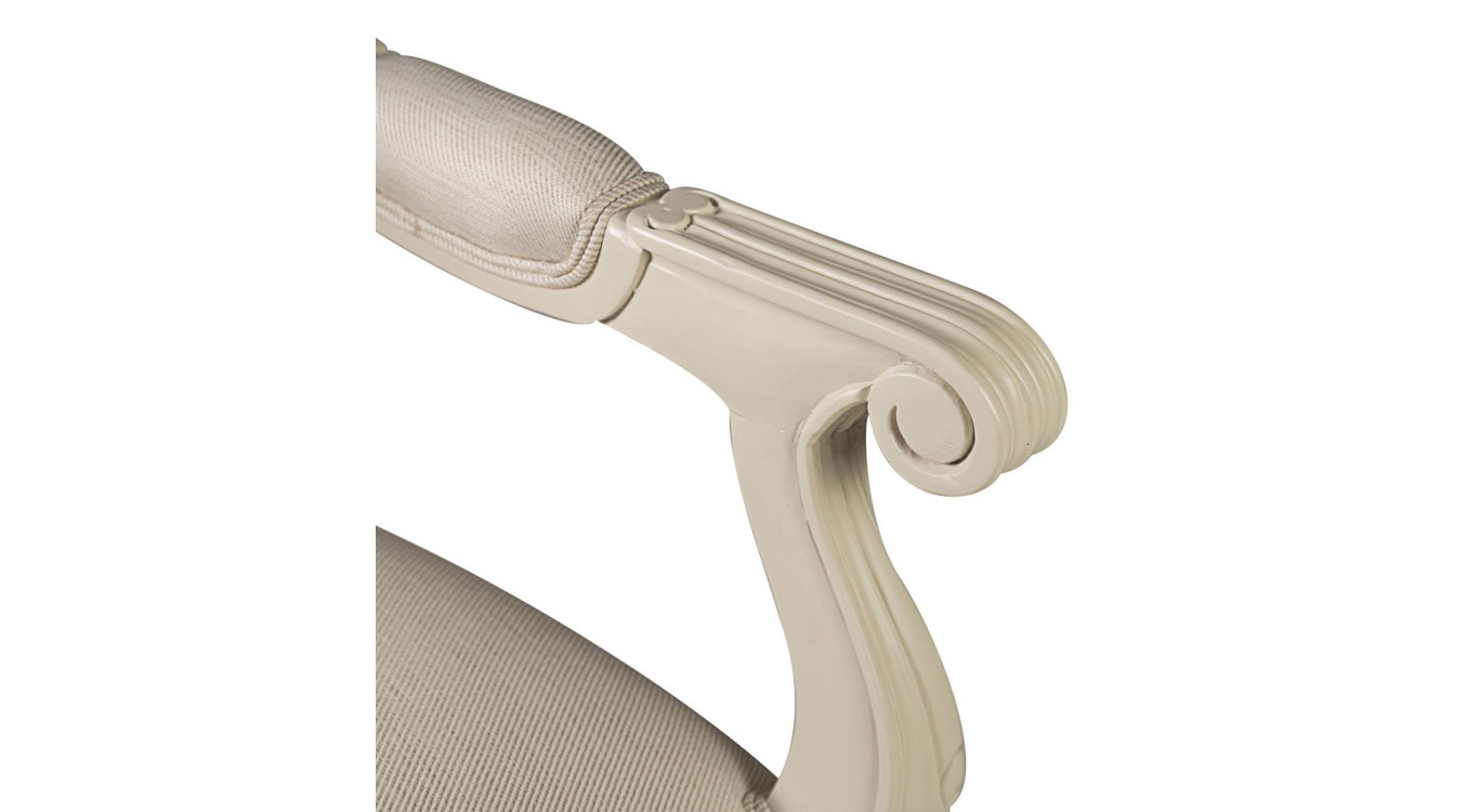 Fauteuil Bois Polyester Blanc 66x60x96cm