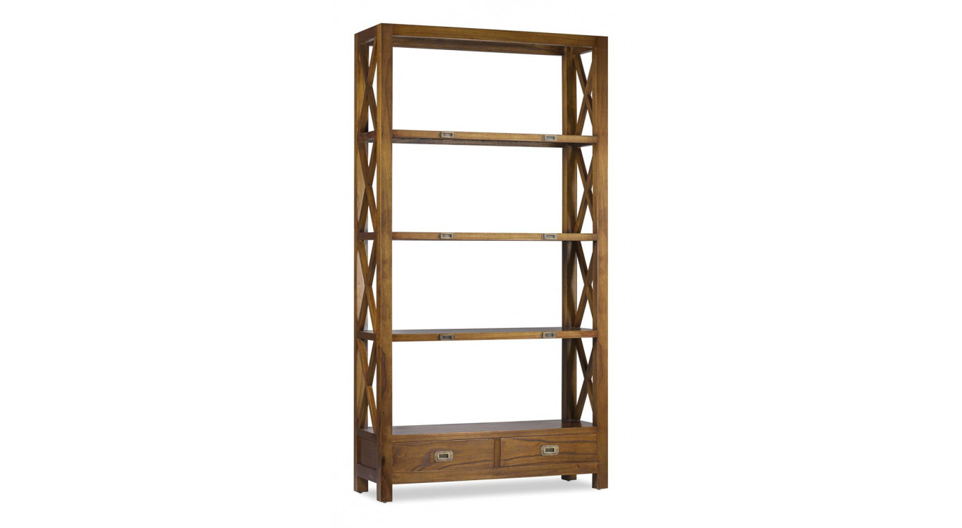 Bibliothèque 2 Tirois Bois Bronze Marron 100x35x190cm