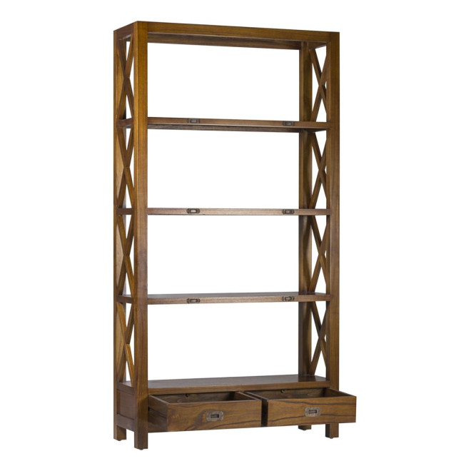 Bibliothèque 2 Tirois Bois Bronze Marron 100x35x190cm
