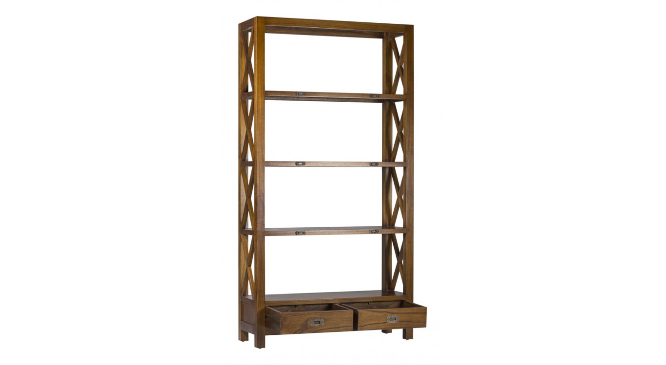 Bibliothèque 2 Tirois Bois Bronze Marron 100x35x190cm