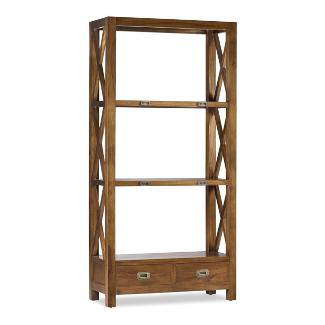 Bibliothèque 2 Tiroirs Bois Bronze Marron 80x35x165cm