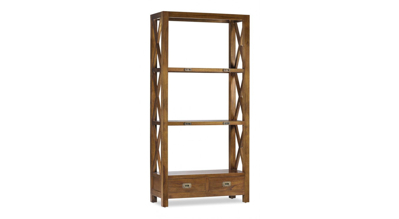 Bibliothèque 2 Tiroirs Bois Bronze Marron 80x35x165cm