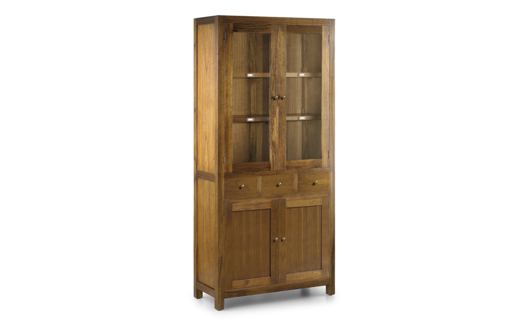 Vaisselier 3 Tiroirs Bois Bronze Marron 90x40x190cm