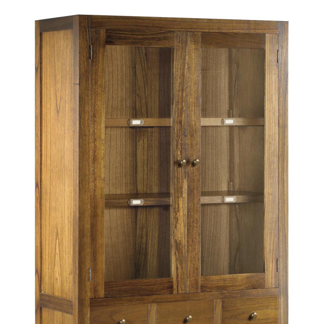 Vaisselier 3 Tiroirs Bois Bronze Marron 90x40x190cm