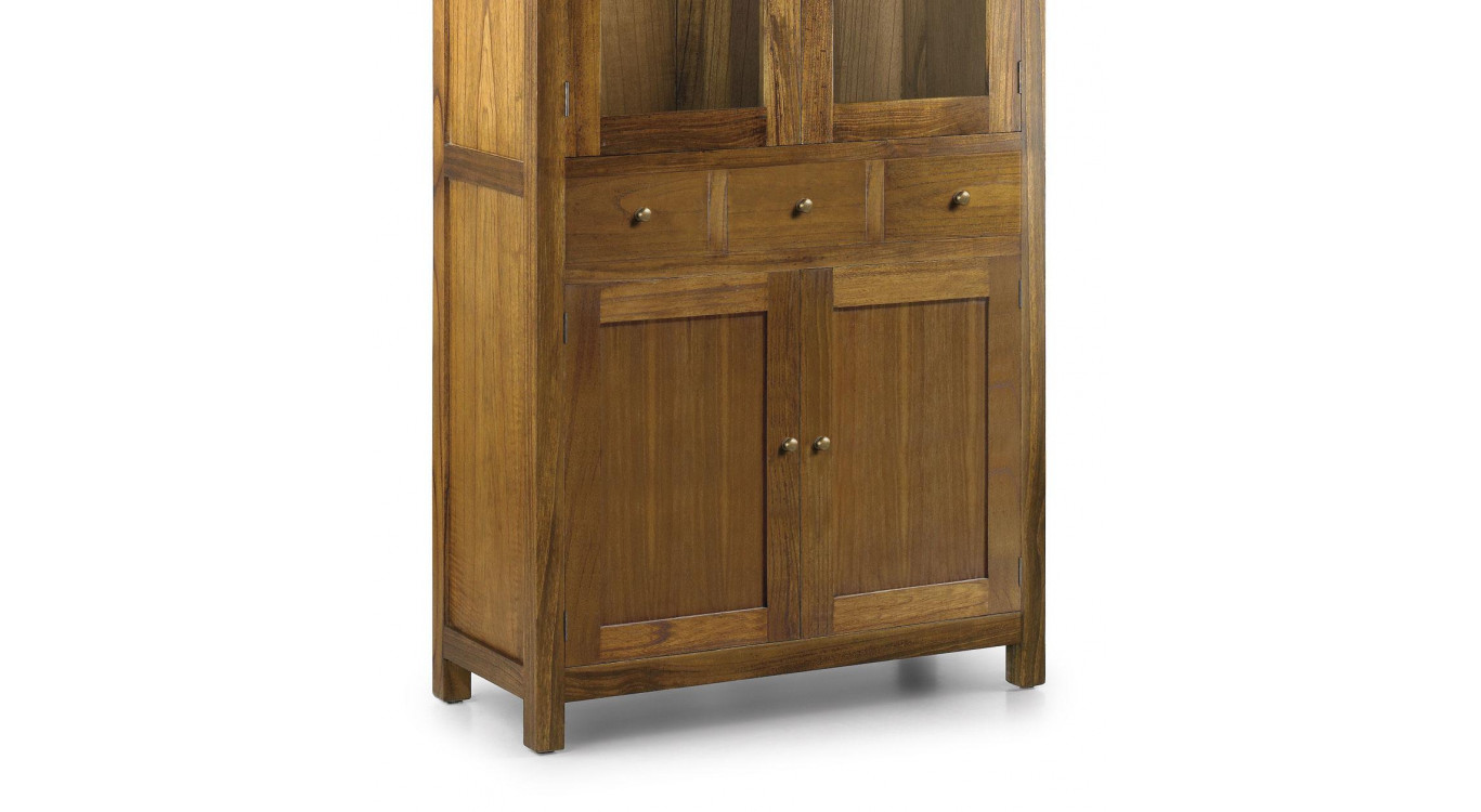 Vaisselier 3 Tiroirs Bois Bronze Marron 90x40x190cm