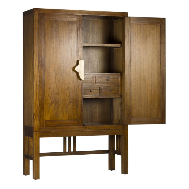 Buffet 7 Tiroirs Bois Bronze Marron 120x40x180cm