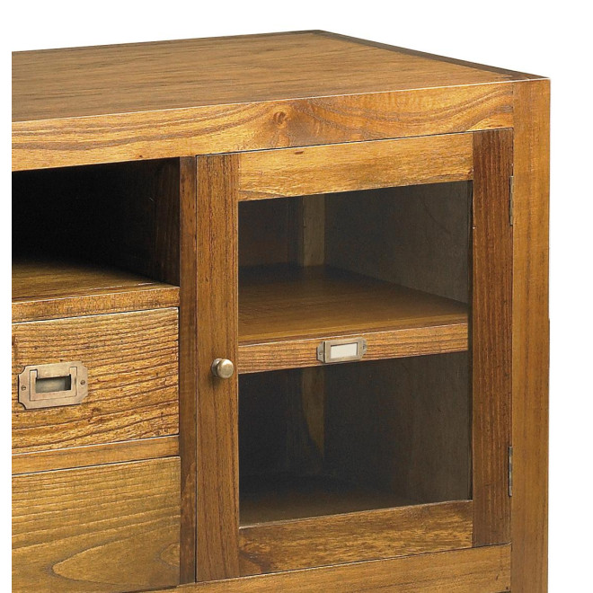 Meuble TV 3 Tiroirs Bois Bronze Marron 150x45x60cm