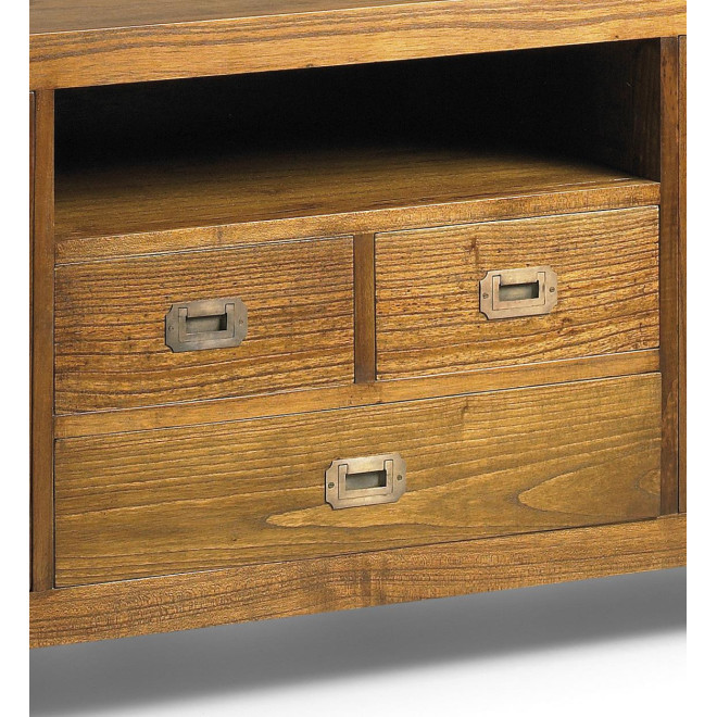 Meuble TV 3 Tiroirs Bois Bronze Marron 150x45x60cm