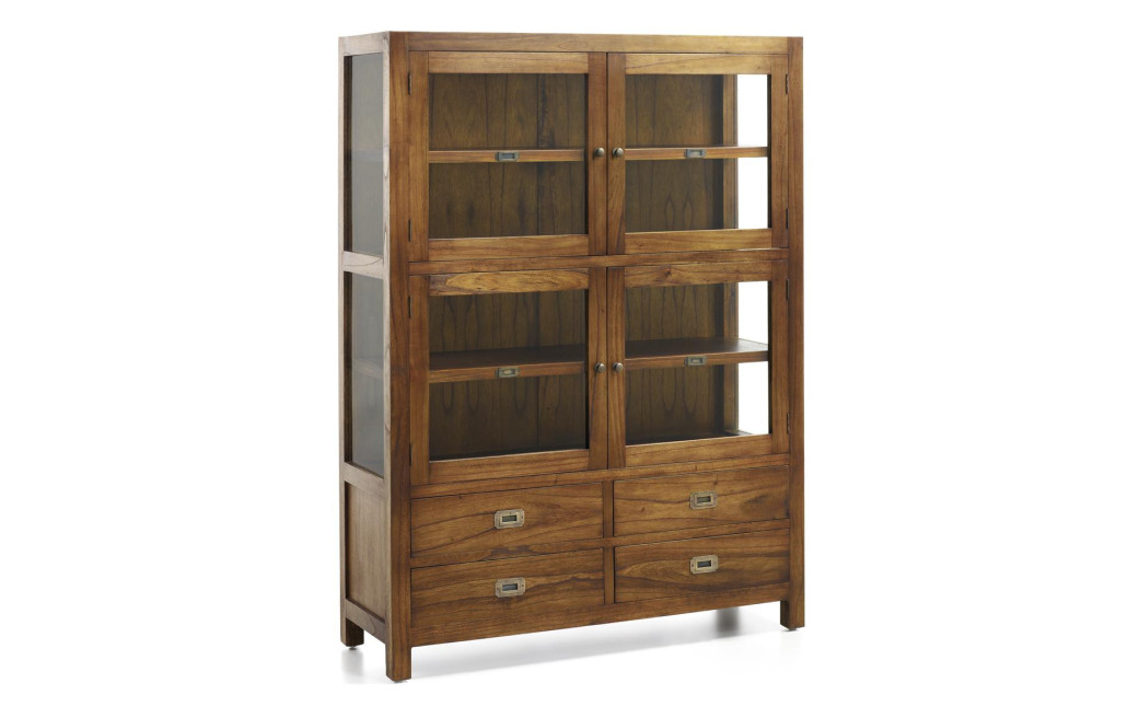 Vaisselier 4 Tiroirs Bois Bronze Marron 115x40x155cm