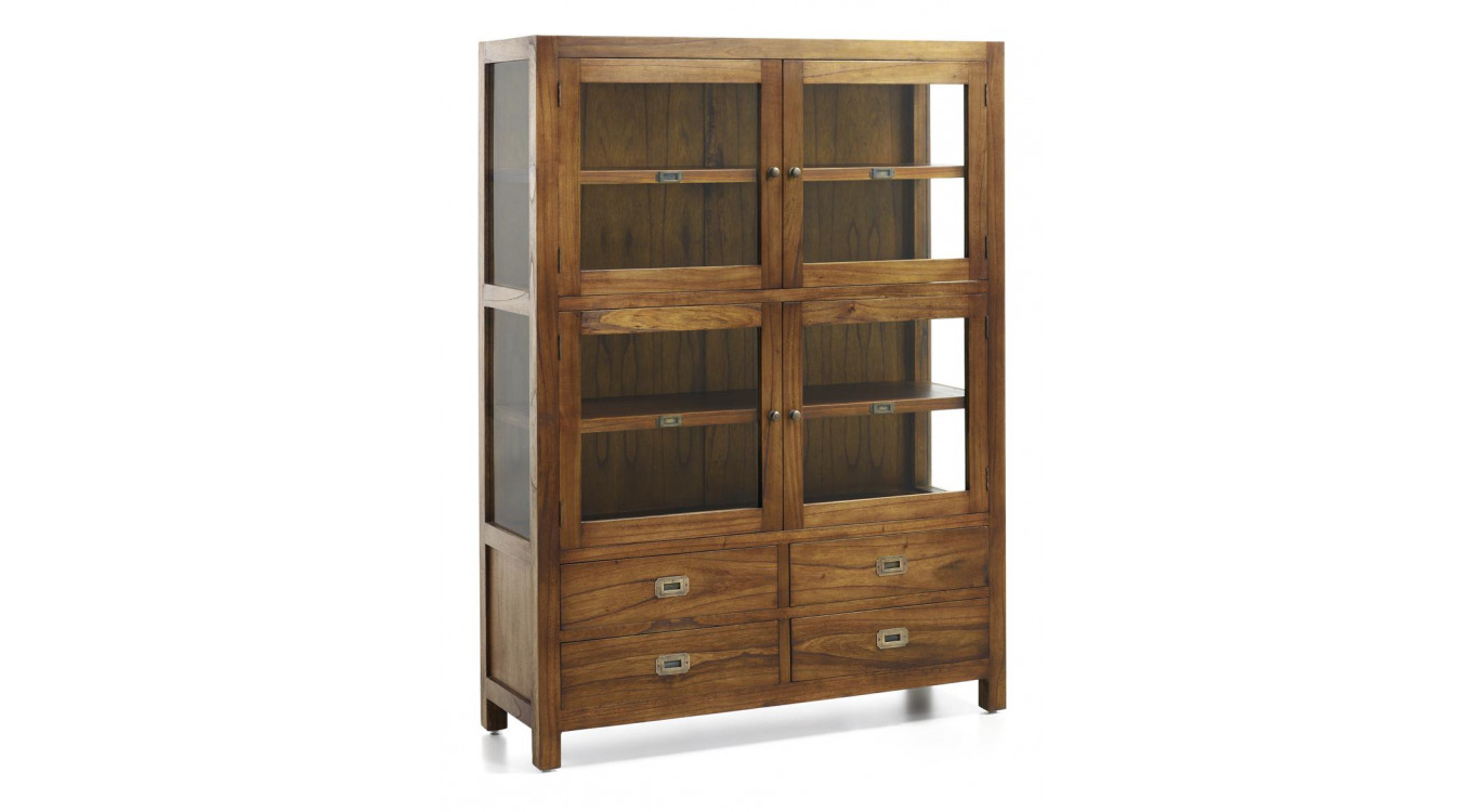 Vaisselier 4 Tiroirs Bois Bronze Marron 115x40x155cm