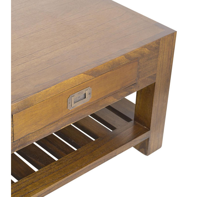 Table Basse 1 Tiroir Bois Bronze Marron 60x60x40cm