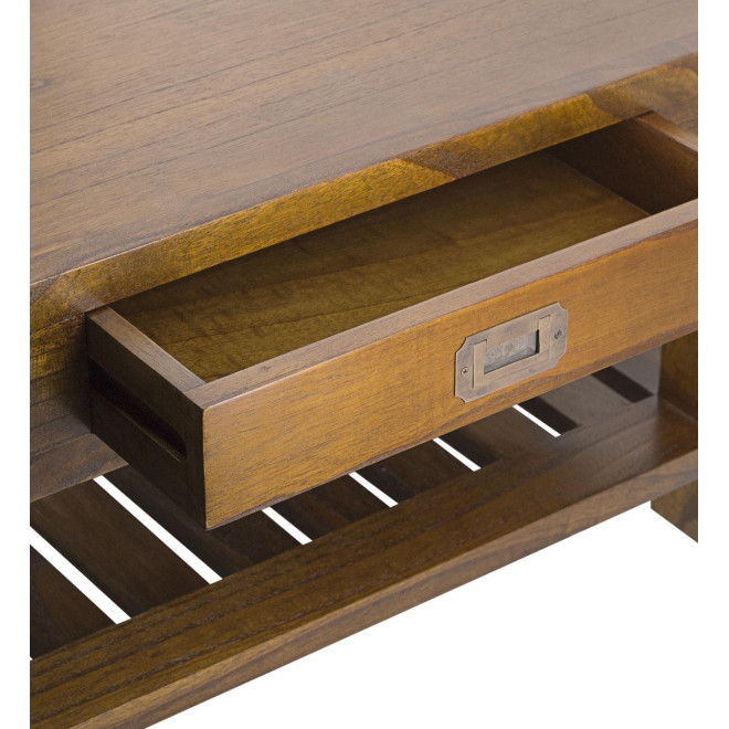Table Basse 1 Tiroir Bois Bronze Marron 60x60x40cm